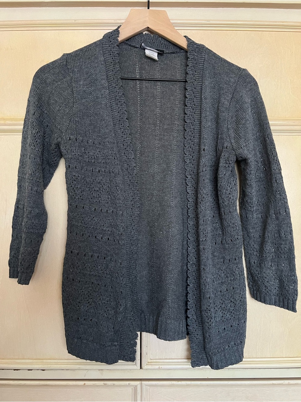 Open-Front Gray Knit Women's Sweater Cardigan